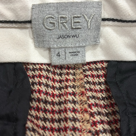 $350 GREY JASON WU Milano Stretch Skinny Pants Houndstooth Plaid Red Multi 4 - Picture 3 of 9
